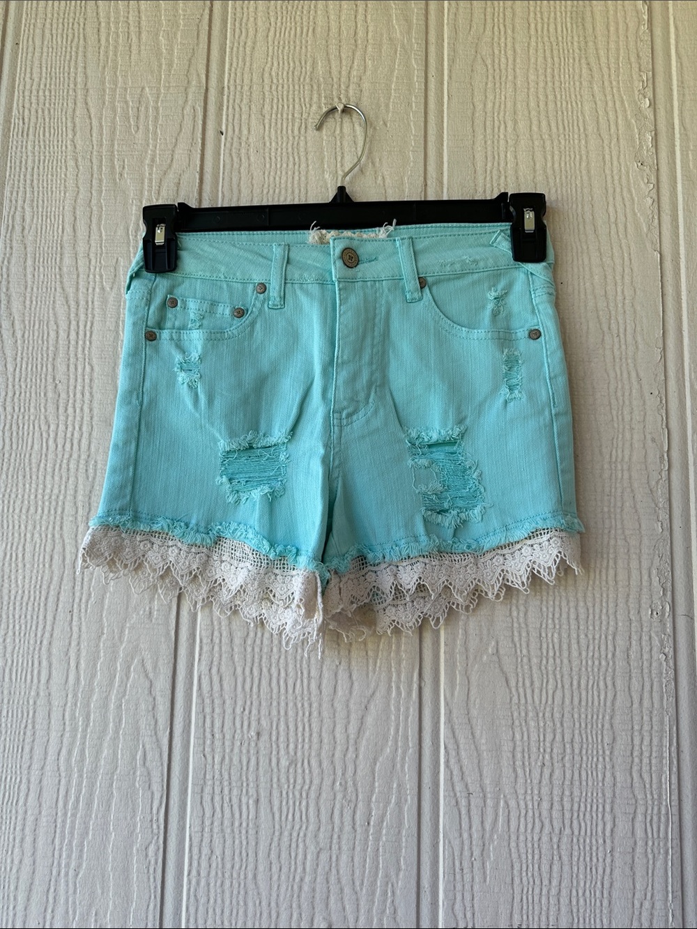 Altar’d State Lace Trim Distressed Shorts
